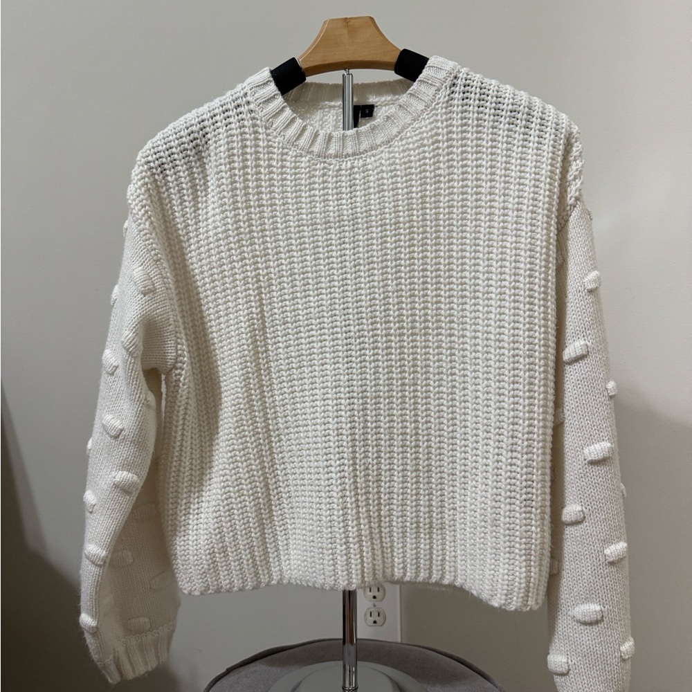 moon & madison Cream Textured Crew Neck Sweater